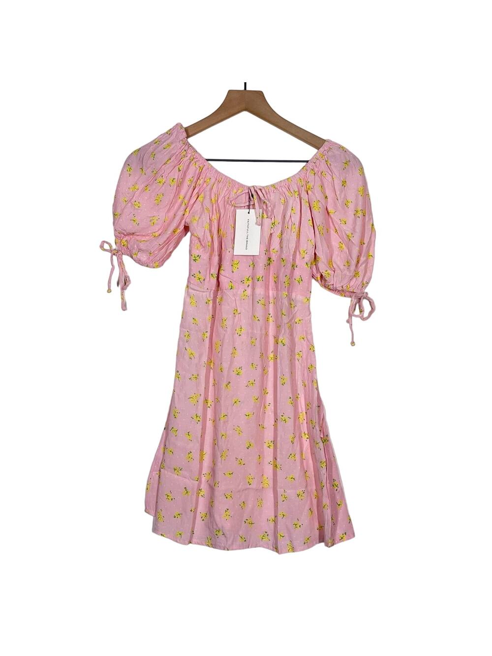 NEW Faithfull The Brand Mini Dress Women's Size 4 Thea Pink Floral Luda Cottage